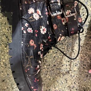 Jessica Simpson Black Floral Combat Boots